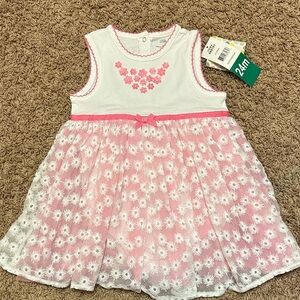 Little Me White Top with Pink Trim